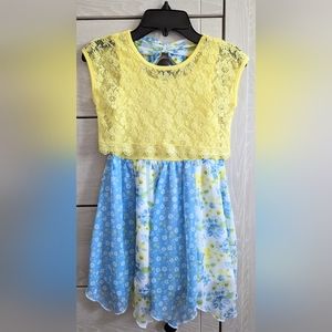 Nannette Girl Size 6 Yellow Blue & White Dress Spring Summer Kids NWOT